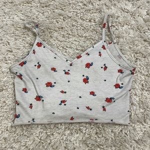 Woman Floral white crop top shirt